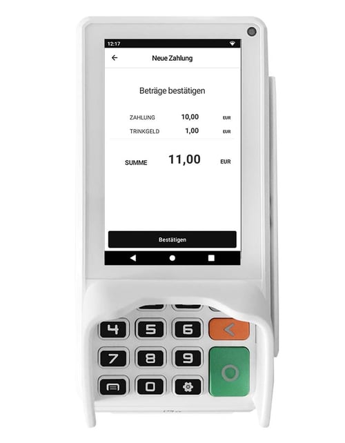 Sowohl unsere mobilen, als auch unsere stationären Kartelesegeräte sind mit einer Trinkgeld-Funktion ausgestattet.